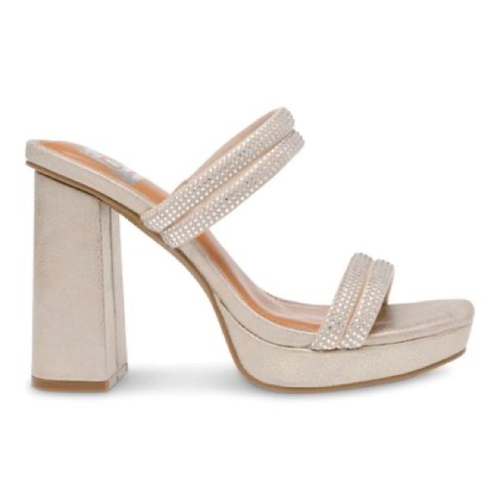 DV by Dolce Vita Gold Persia Chunky Heel Open-Toe Rhinestone-Detail Sandal‎
